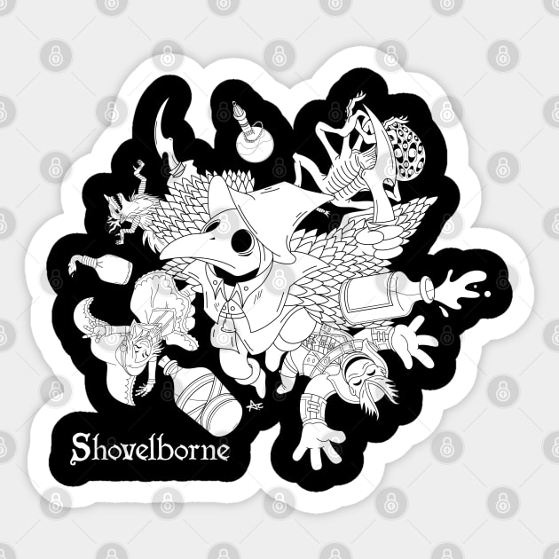 SHOVELBORNE - BLOOD EDITION MONO PRINT Sticker by Paranoia Prints